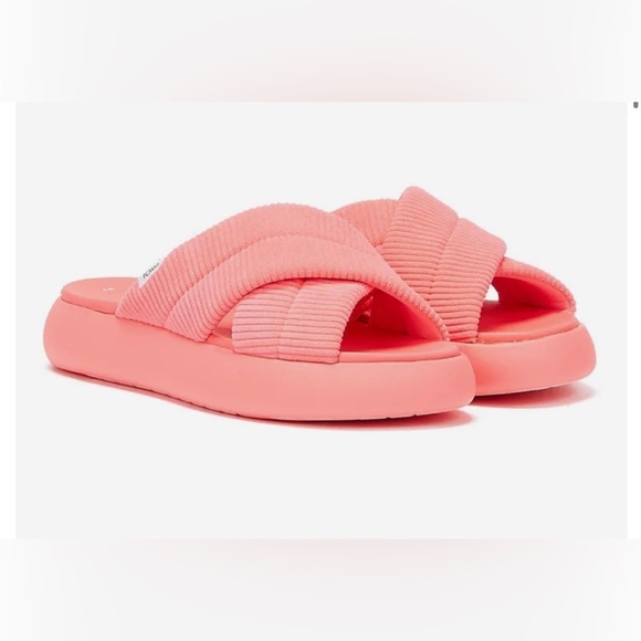 TOMS ALPARGATA MALLOW CROSSOVER PINK platform pool SLIDES size 10 brand new - Picture 1 of 9